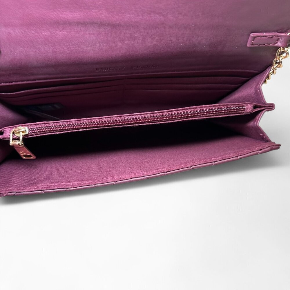 Badgley Mischka Diamond Quilt Convertible Crossbody - Plum/Burgundy - Picture 12 of 16